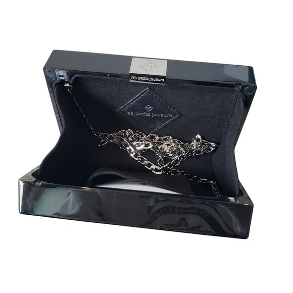 Les Petits Joueurs Lego Peace Sign Black Acrylic Clutch Bag Purse - Picture 12 of 16